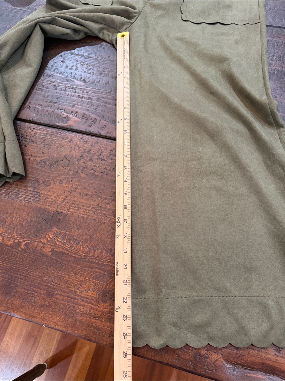 Jodifl Olive Faux Suede Scalloped Wide Leg Cropped Pants L - Picture 7 of 12